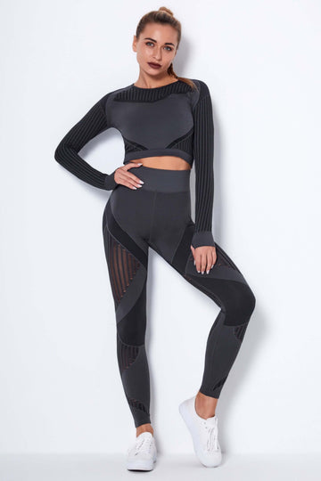Yogadept hollow out Mesh Workout Set Two Piece